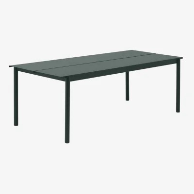 Made in Design Linear Rectangular table metal green / Steel - 220 x 90 cm - Muuto