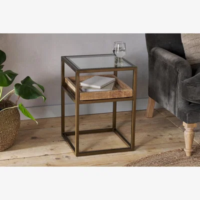 Nkuku Nkuku Luzon Iron & Mango Wood Display Side Table | Tables | Brass