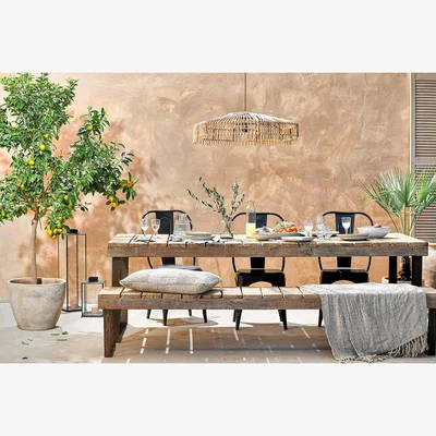 Nkuku nkuku Oso Wooden Dining Table | Garden | Reclaimed Wood/Iron | Large
