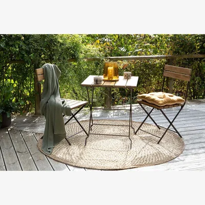 Nkuku Nkuku Rishikesh Reclaimed Wood & Iron Folding Table | Outdoor Living | Distressed Brown