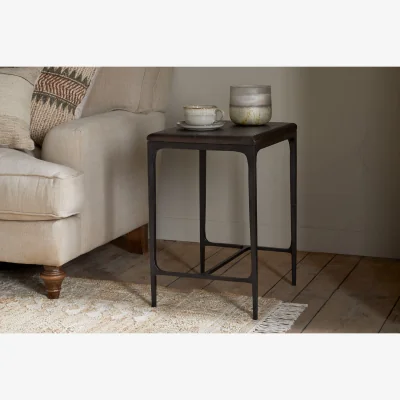 Nkuku nkuku Sita Reclaimed Wood & Iron Side Table | Tables | Chocolate Brown