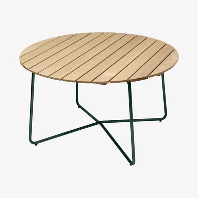 Nordic Nest Grythyttan Stålmöbler 9A dining table Oiled pine-green Ø120 cm