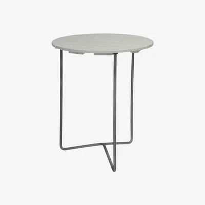 Nordic Nest Grythyttan Stålmöbler Table 6B table Ø60 cm White lacquered oak-galvanized legs