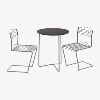 Nordic Nest Grythyttan Stålmöbler High tech table Ø60 cm + 2 High tech chairs black-hot-dip galvanized