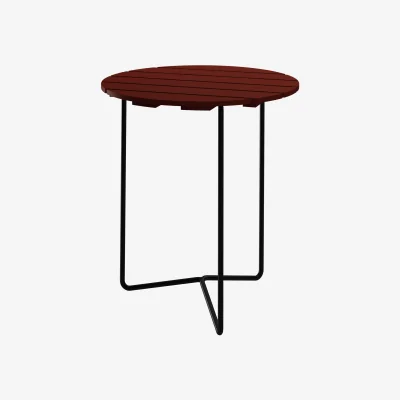 Nordic Nest Grythyttan Stålmöbler Table 6B table Dark red lacquered oak-black frame Ø60 cm