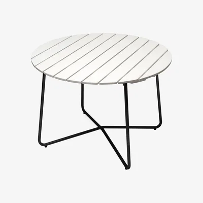 Nordic Nest Grythyttan Stålmöbler 9A dining table White lacquered oak-black Ø100 cm