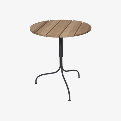 Nordic Nest Grythyttan Stålmöbler Akleja table Ø65cm Teak-dark grey stand