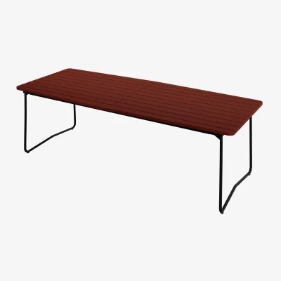 Nordic Nest Grythyttan Stålmöbler B31 dining table Dark red lacquered oak-black steel base 230x92 cm