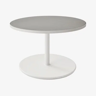 Nordic Nest Cane-line Go coffee table Light grey Ø75 cm white frame