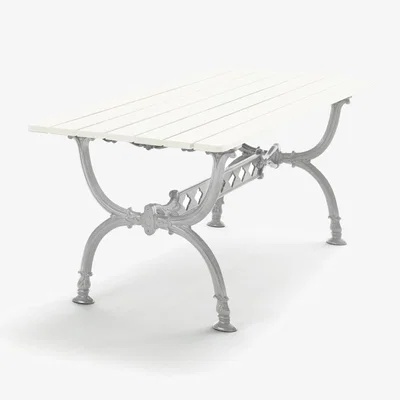 Nordic Nest Byarums bruk Byarum table 142x72 cm White lacquered pine raw aluminum stand
