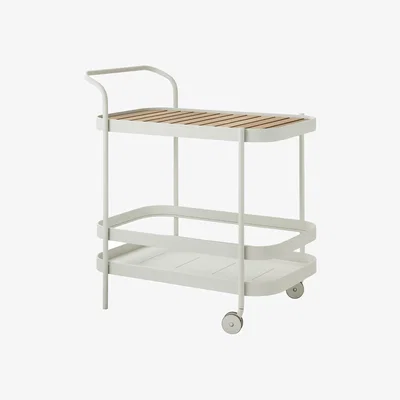 Nordic Nest Cane-line Roll serving trolley White incl. teak tabletop