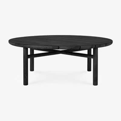 Nordic Nest Ethnicraft Quatro outdoor coffee table black stained teak Ø95 cm
