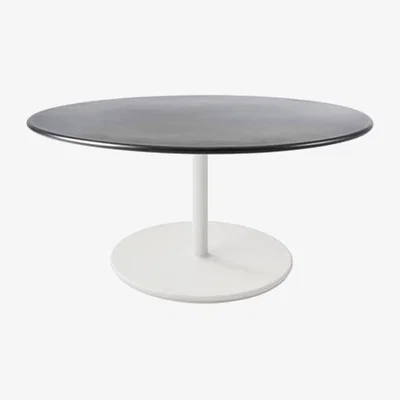 Nordic Nest Cane-line Go coffee table Lava grey Ø110 cm white frame