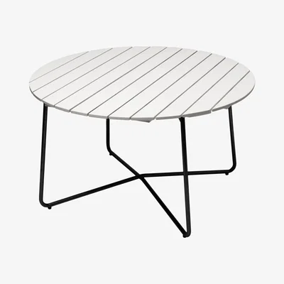 Nordic Nest Grythyttan Stålmöbler 9A dining table White lacquered oak-black Ø120 cm