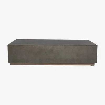 OKA OKA, Pierre Coffee Table - Ash Grey, Garden Tables, Cement/Glass/Teak