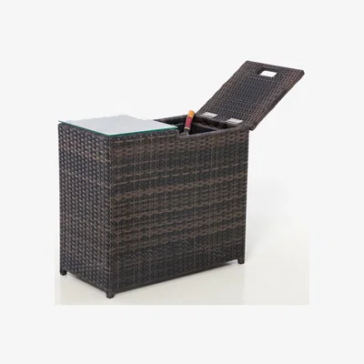 Olivia's Maze Rattan Ice Bucket Side Table Brown