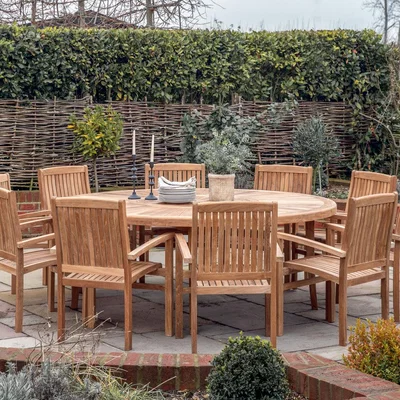 Olivia's Gallery Outdoor Borde Round Dining Table Brown