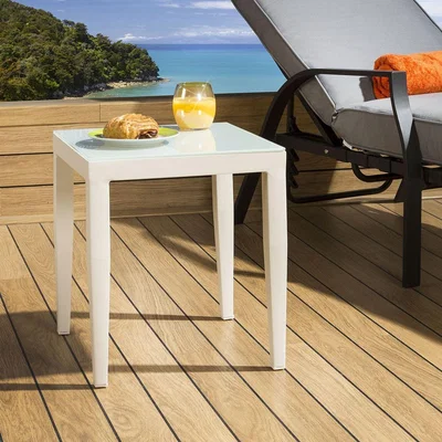 Quatropi Outdoor End Table Garden Side Table Aluminium White Square Quatropi