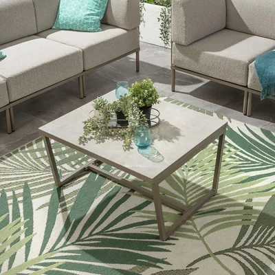 Quatropi Alfie Outdoor Ceramic Marble Garden Coffee Table Beige 80x70cm