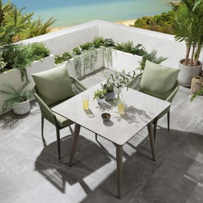 Quatropi Quatropi Modern 2 Seater Ceramic Garden Table And Chairs Set Green