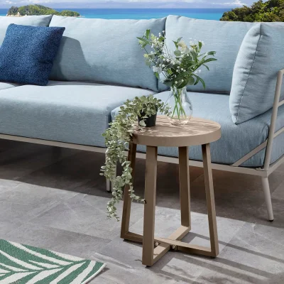 Quatropi Sun Round Aluminium Outdoor Garden Side Table Beige 40cm