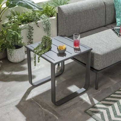 Quatropi Freddy Aluminium Outdoor Garden Small Side Table Grey 50x50cm