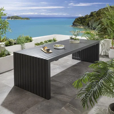 Quatropi Large Modern Outdoor Garden Dining Table 8 Seater Metal Grey 260x100cm