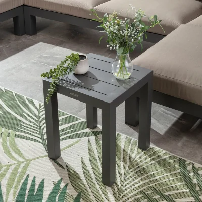Quatropi Zara Outdoor Garden Square Aluminium Side Table Grey 40cm