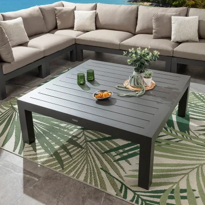 Quatropi Modern Outdoor Garden Square Aluminium Coffee Table Grey 122cm