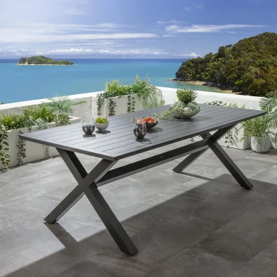 Quatropi ExDisplay Star 8 Seater Outdoor Garden Dining Table Grey 220cm