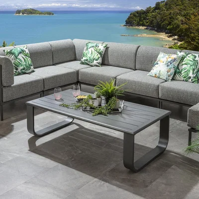 Quatropi Freddy Aluminium Outdoor Garden Coffee Table Grey 140x72cm