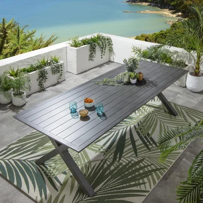 Quatropi ExDisplay Star 10 Seater Outdoor Garden Dining Table Grey Wood Effect 260cm