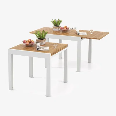 The Range Adjustable Outdoor Extendable Dining Table - Brown & White