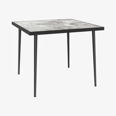 The Range Arizona Square Outdoor Dining Table with Marble Effect Tempered Glass Top - White