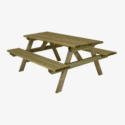 The Range British Made Superior Wooden Rectangular Picnic Table - Natural Wood