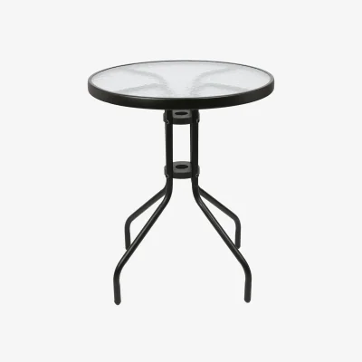 The Range Sussex Round Glass Top Garden Dining Table - 60cm x 70cm - Black - Black
