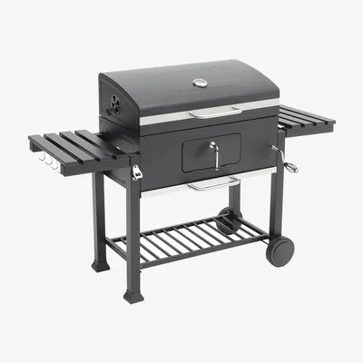 The Range HomeScape Outdoor Height-adjustable Charcoal BBQ with Side Table - Black
