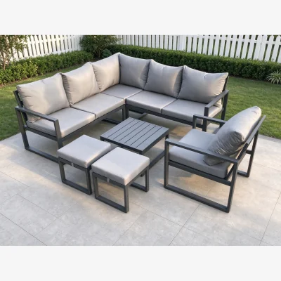 The Range 8-Seater Aluminium Outdoor Lounge Set Square Coffee Table