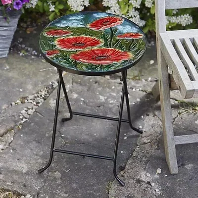 The Range Large Glass Poppy Table - Black,Red,Green,Blue