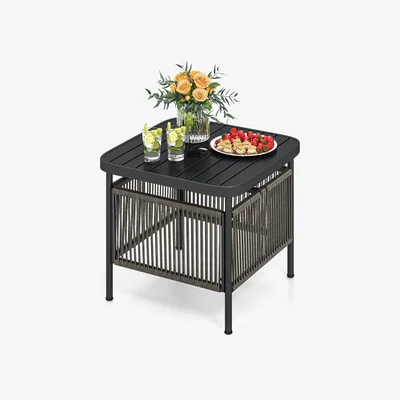 The Range Costway Outdoor Side Table with Umbrella Hole - Black