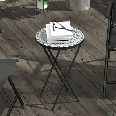 The Range Outsunny Mosaic Garden Table, 35.5cm Folding Coffee Table - Green
