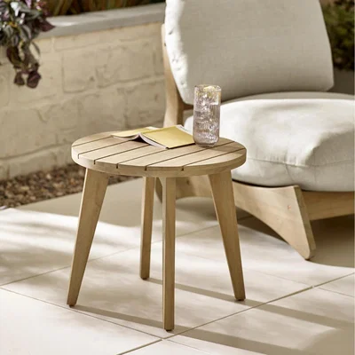 The Range Iko Solid Wood Round Outdoor Indoor Side Table - Teak
