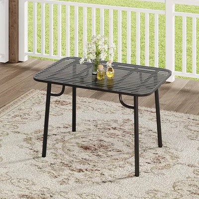 The Range Rectangular Outdoor Garden Metal Table - Black