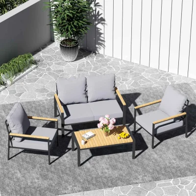 The Range BIRCHTREE Garden Furniture Set 4-Seater with Coffee Table GFS04 - Grey
