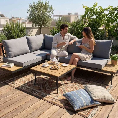 The Range BIRCHTREE Garden Furniture Set 3-Seater with Coffee Table GFS01 - Natural