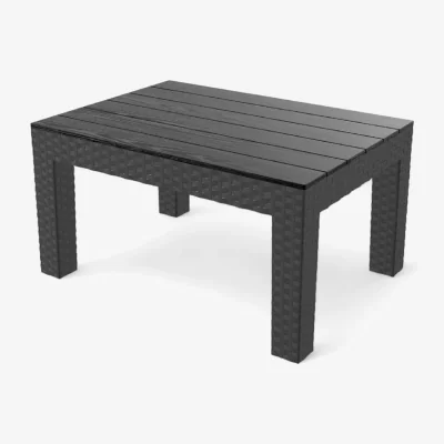 The Range Black Rattan Effect Garden Side Table - Black