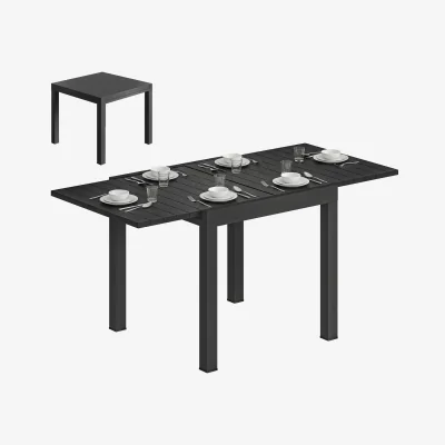 The Range Outsunny Aluminium Extending Garden Table with Slatted Top - Black