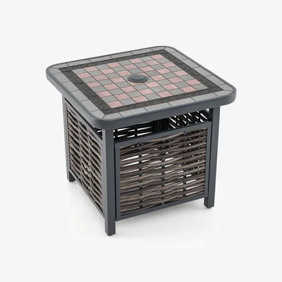 The Range Outdoor PE Rattan Side Table - Brown