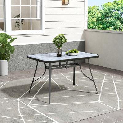 The Range Tempered Glass Wood Effect Garden Table - Black / 120*80*72.5cm