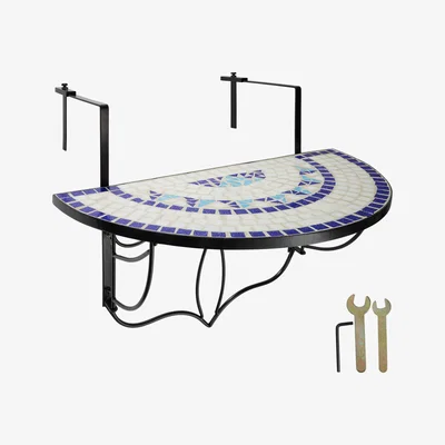 The Range Hanging Table with Mosaic Pattern - White/Blue